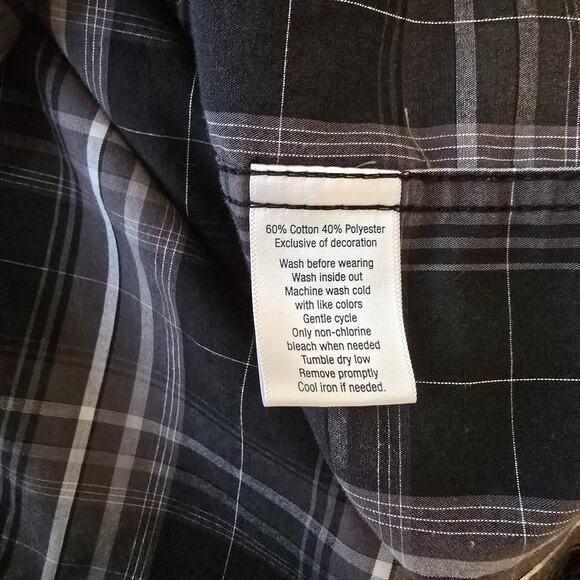 Urban Pipeline Button Down Flannel Shirt Men's M Black White Easy-Care Fabric - Picture 4 of 14